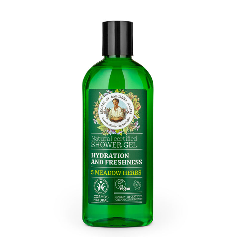 RECEPTY BABUSHKI AGAFI RBA. NATURAL CERTIFIED SHOWER GEL HYDRATION AND FRESHNESS, 260 ML