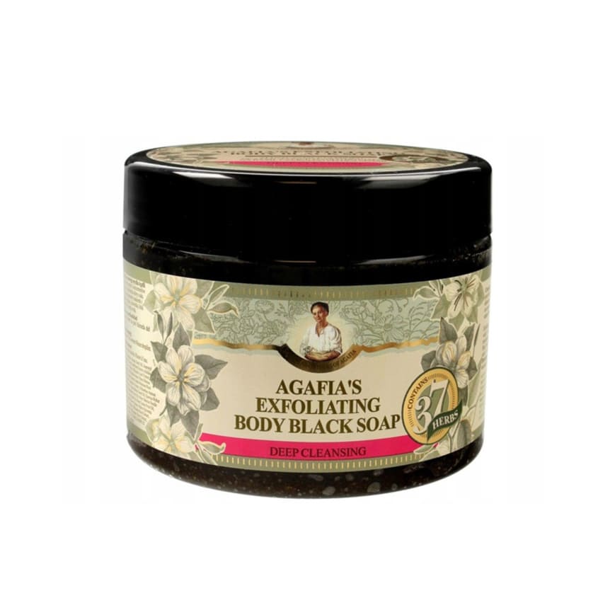 RECEPTY BABUSHKI AGAFI EXFOLIATING AGAFIA’S BODY BLACK SOAP FOR DEEP CLEANSING, 300 ML