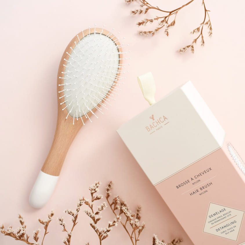 Wooden Hairbrush with Nylon Bristles