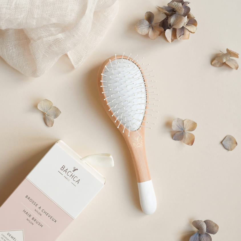 Wooden Hairbrush with Nylon Bristles