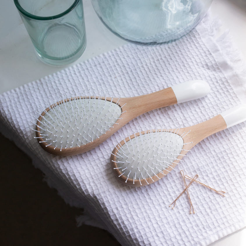 Wooden Hairbrush with Nylon Bristles