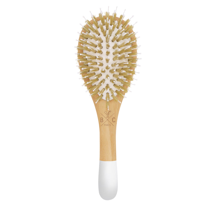 WOODEN HAIR BRUSH - BOAR & NYLON BRISTLES - SMALL SIZE
