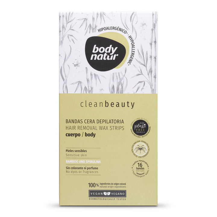 Wax strips for Body Clean Beauty Bamboo and Spirulina (16+2)