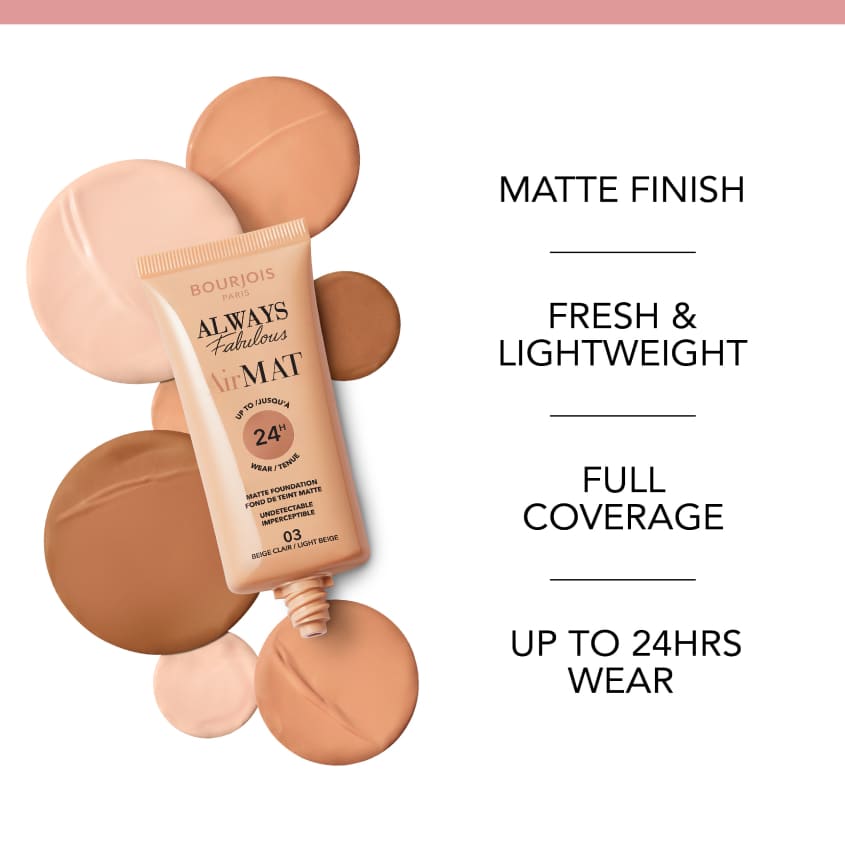 BOURJOIS ALWAYS FABULOUS AIR MAT FOUNDATION 06 LIGHT TAN – صورة 5