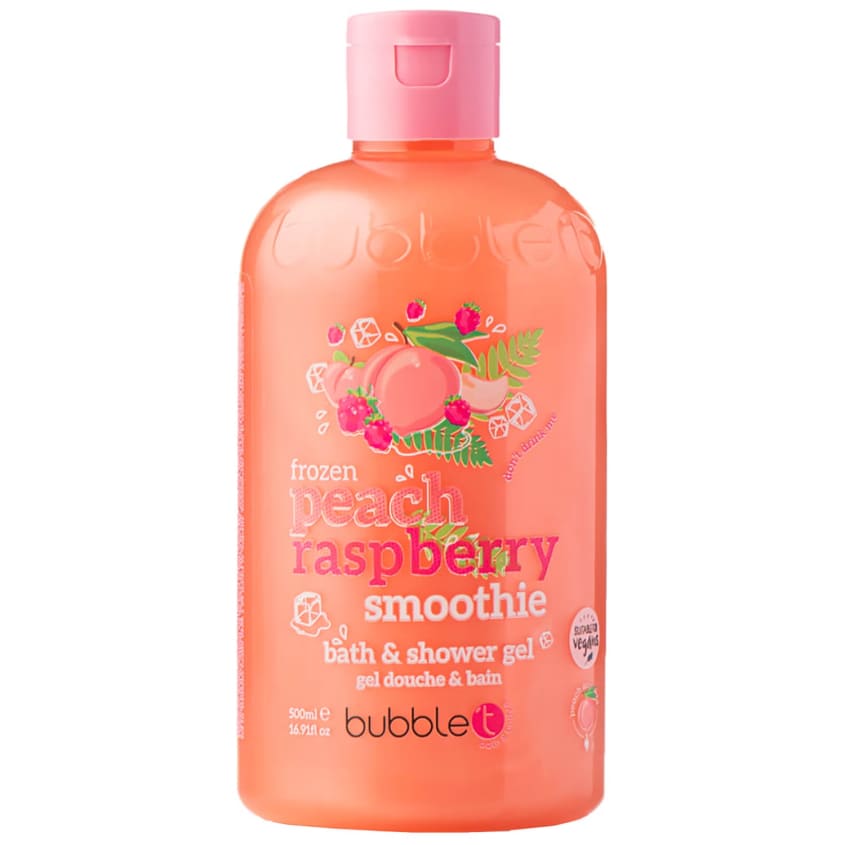 BUBBLE T BATH AND SHOWER GEL IN PEACH AND RASPBERRY 500ML