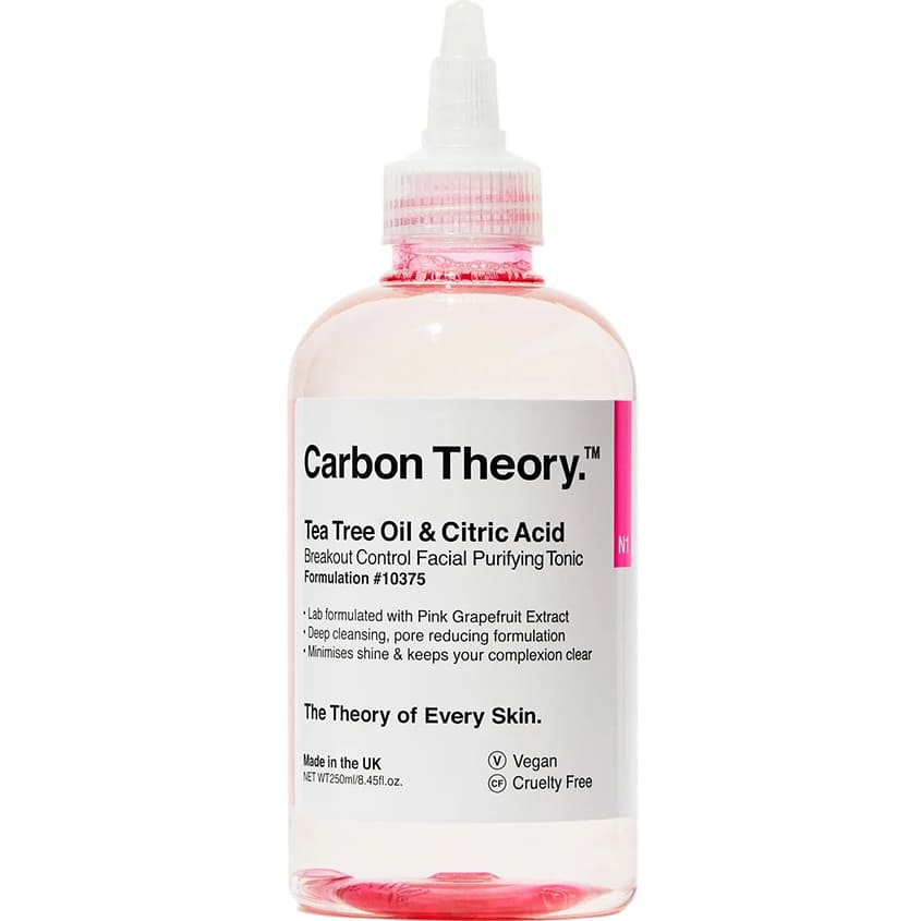 CARBON THEORY TEA TREE OIL & CITRIC ACID BREAKOUT CONTROL FACIAL PURIFYING TONIC, 250ML