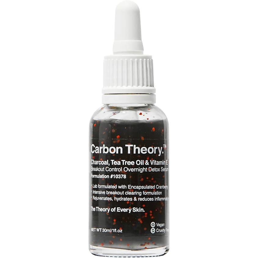 CARBON THEORY CHARCOAL, TEA TREE OIL & VITAMIN E OVERNIGHT DETOX SERUM, 30ML
