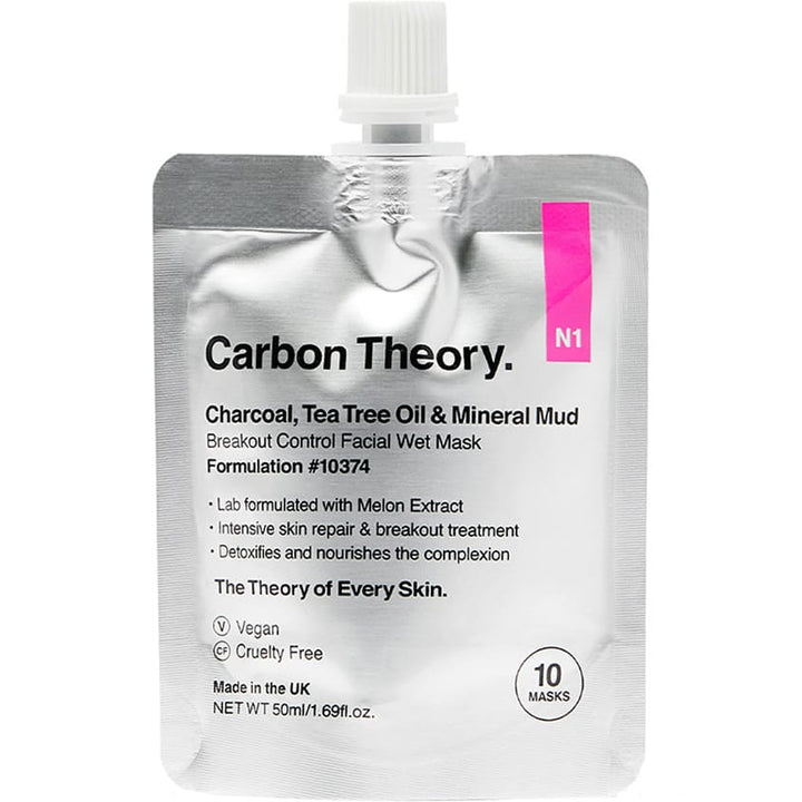 CHARCOAL, TEA TREE OIL & MINERAL MUD BREAKOUT CONTROL FACIAL WET MASK, 50ML