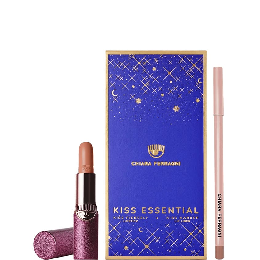CHIARA FERRAGNI KISS ESSENTIAL 09 LIP KIT (KISS FIRERCELY LIPSTICK + KISS MARKER LIP LINER)