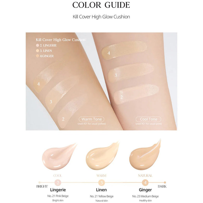 CLIO KILL COVER HIGH-GLOW CUSHION 3 LINEN SPF50+ PA++++ 15g*2 – photo 5
