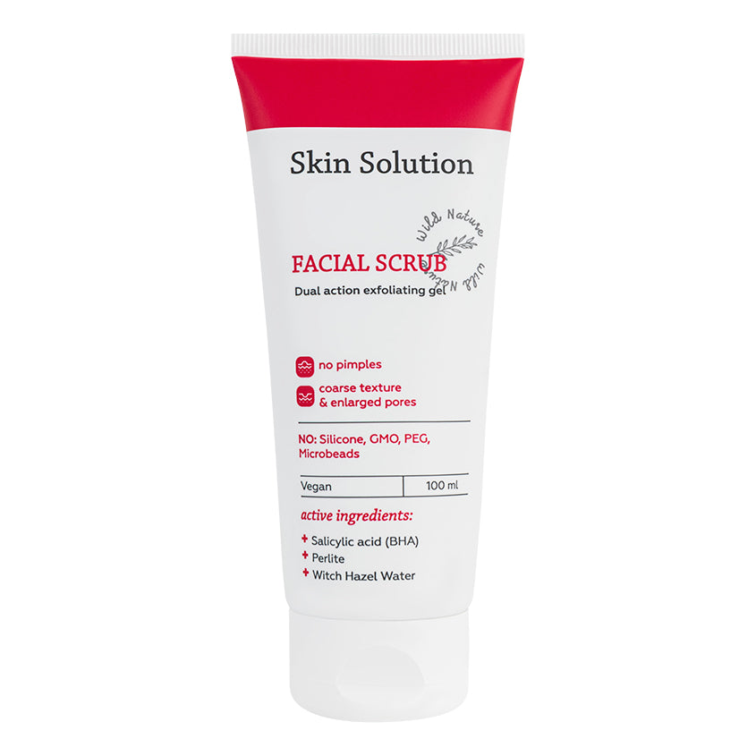 WILD NATURE SKIN SOLUTION FACIAL SCRUB dual action exfoliating gel, 100 ml