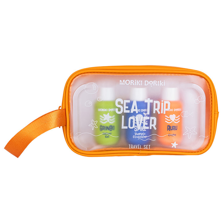 Body care kits Travel kit Sea Trip Lover (cosmetic bag, shower gel, shampoo+conditioner, cream, wet wipes), 1 pcs