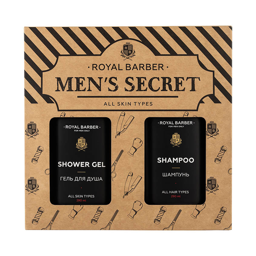 ROYAL BARBER Body and hair care set MEN'S SECRET (Shampoo, 290 ml, shower gel, 290 ml), 1 pcs