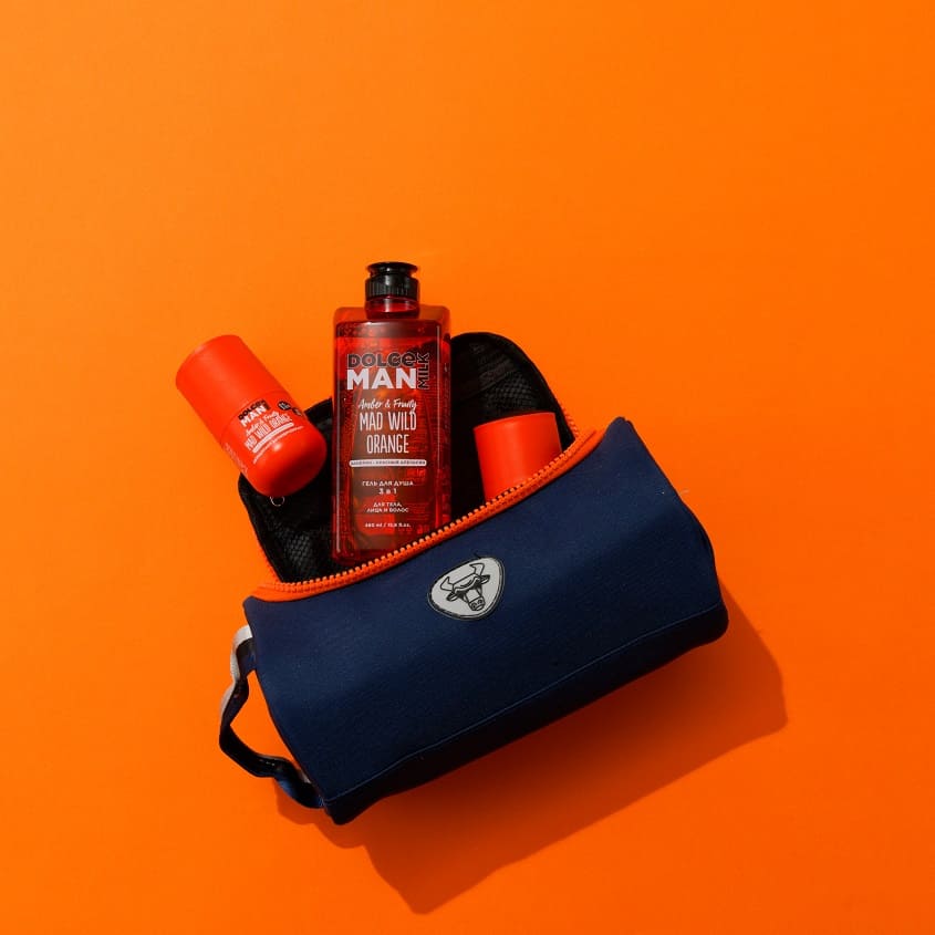 DOLCE MILK Set 221 MAN (shower gel 3in1 Mad Wild Orange + deo Mad Wild Orange) cosmetic bag – online store