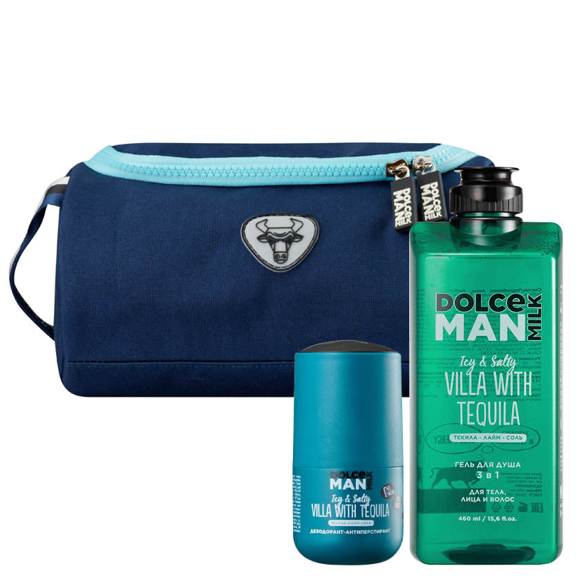 DOLCE MILK Set 222 MAN (shower gel 3in1 Villa Tequila + deo Villa  With Tequila) cosmetic bag