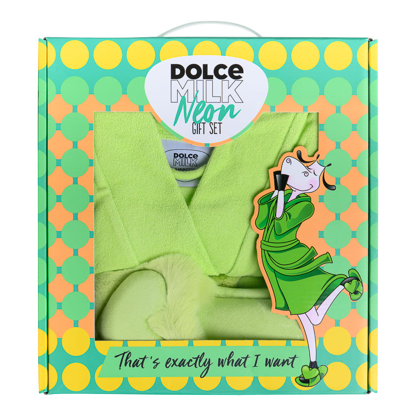 Set 231 (slippers green neon + bathrobe) box