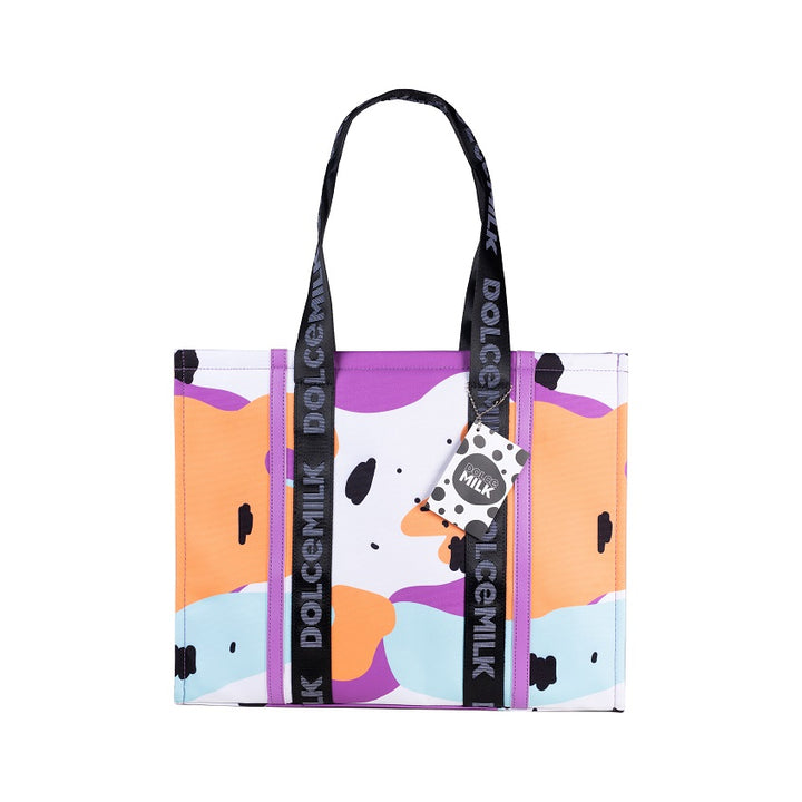 Women's Shopping Bag, Cow spots violet-orange