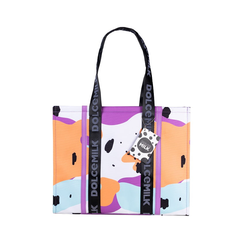 Women's Shopping Bag, Cow spots violet-orange