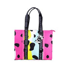 Women's Shopping Bag, Cow spots pink-green