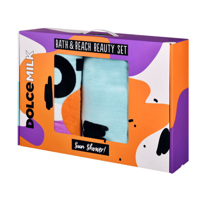 Set 273 (bathrobe + towel spots  orange/violete)box