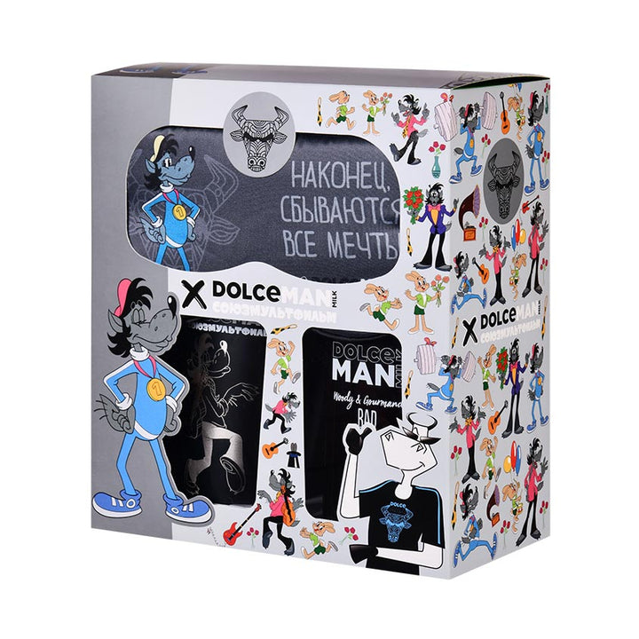 Gifts for him s/m Set 289 MAN box Nu,pogodi with glass
