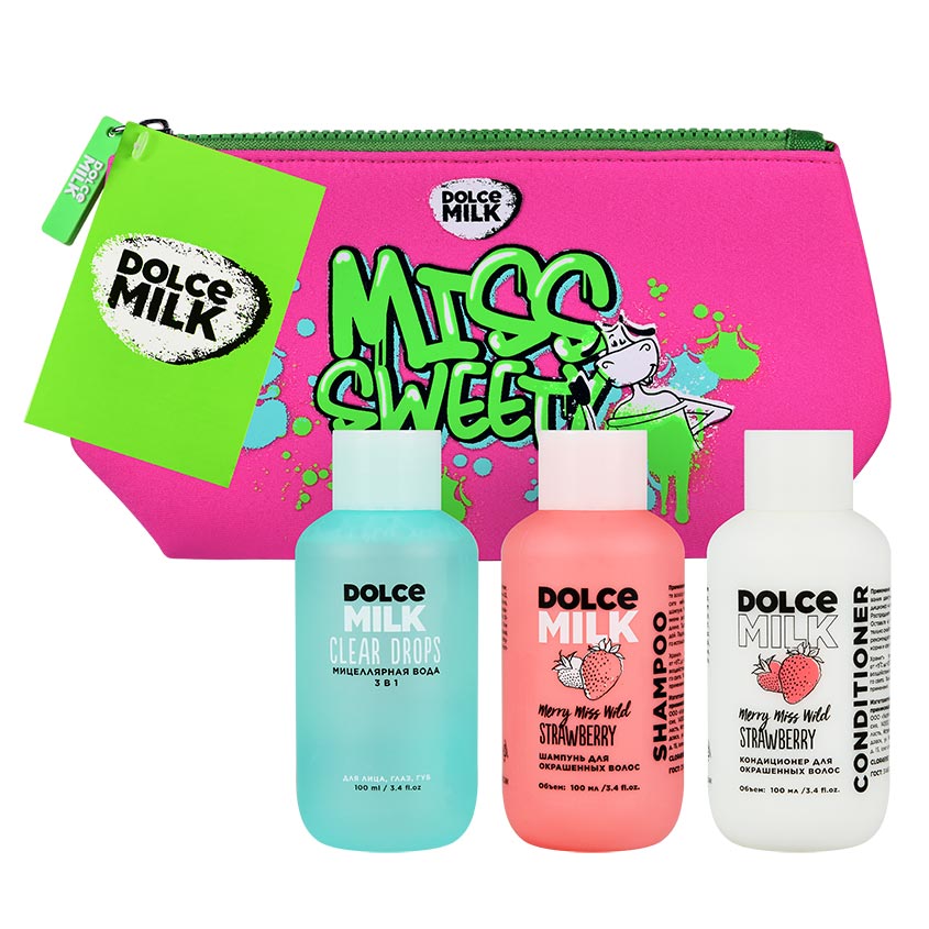 DOLCE MILK Set 310 (shampoo+conditioner+micellar water Strawberry 100ml)
