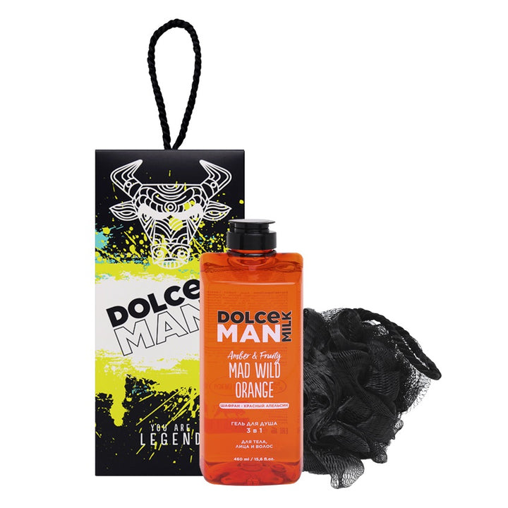 Gifts for him Set 318 MAN (shower gel 3in1 Mad Wild Orange 460 ml + sponge) box