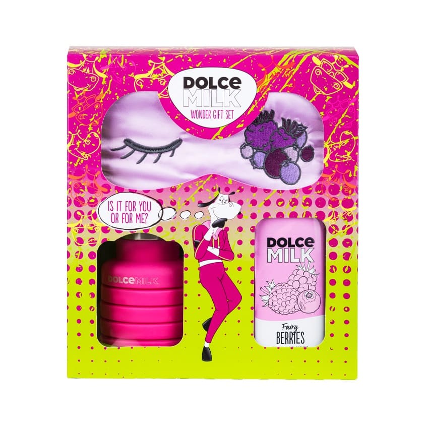 DOLCE MILK Set 322 (Sport bottle pink+sleeping mask+shower gel Fairy Berries)