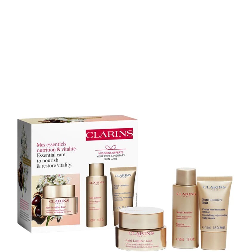 CLARINS SET(NUTRI-LUMIERE DAY CREAM 50ML+NUTRI-LUMIERE RENEWING TREATMENT ESSENCE 50 ML+NIGHT CREAM 15ML)