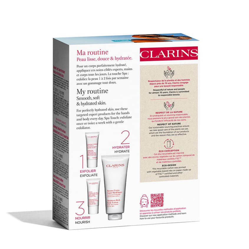 CLARINS SET(BODY LOTION 200ML+BODY SCRUB FOR SMOOTH SKIN 30ML+HAND AND NAIL TREATMENT CREAM 30ML) – buy online