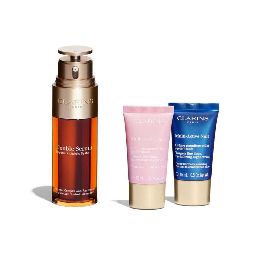 CLARINS DOUBLE SERUM AND MULTI-ACTIVE AGE-DEFYING SET – free delivery