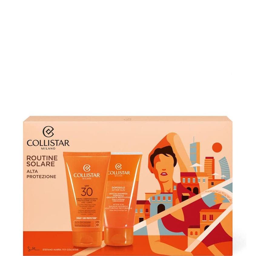 COLLISTAR SET (PROTECTIVE TANNING CREAM SPF30 150 ML+AFTER-SUN SHOWER SHAMPOO 150 ML POCHETTE)