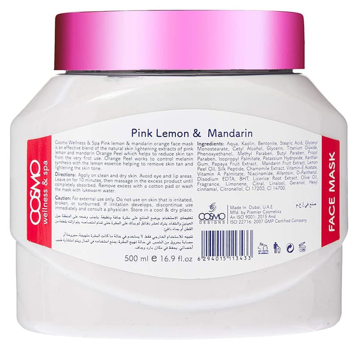 Facial skin care COSMO PINK LEMON AND MANDARIN FACE MASK 500ML