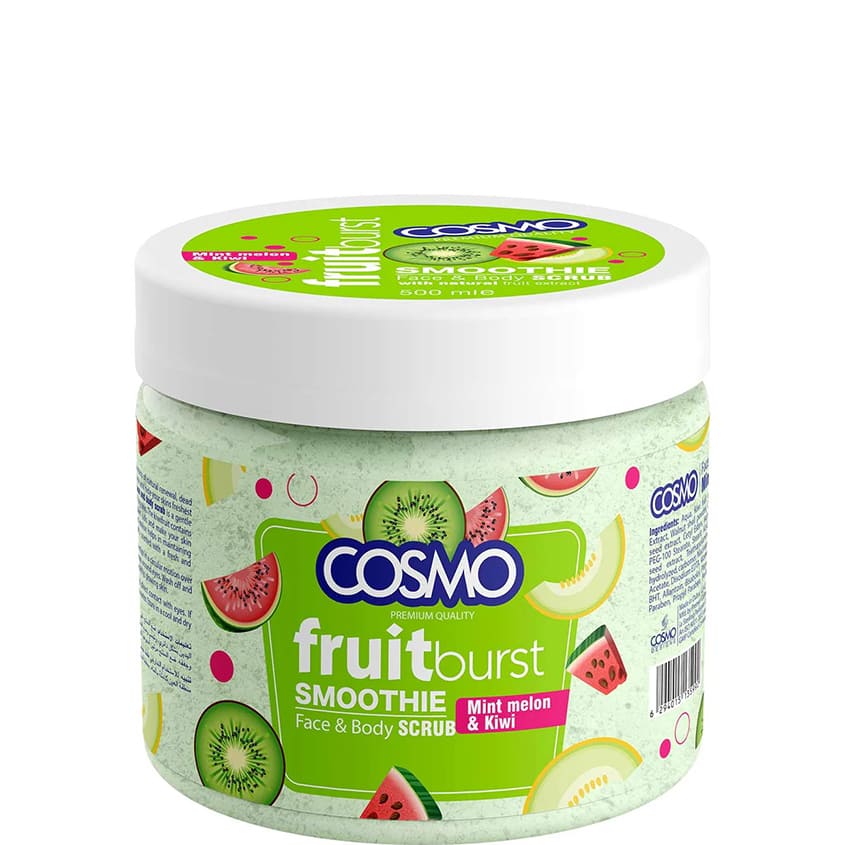 COSMO MINT MELON & KIWI FRUITBURST FACE AND BODY SCRUB 500ML