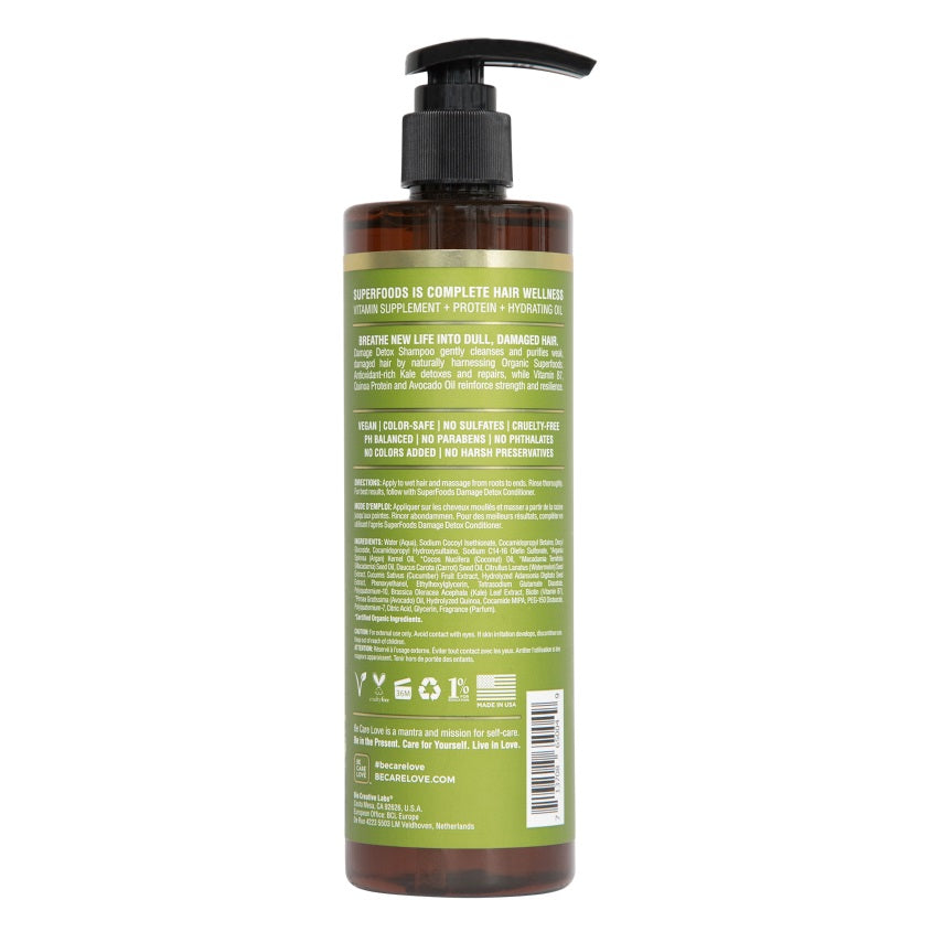 BE CARE LOVE SUPERFOODS DAMAGE DETOX SHAMPOO 355ML