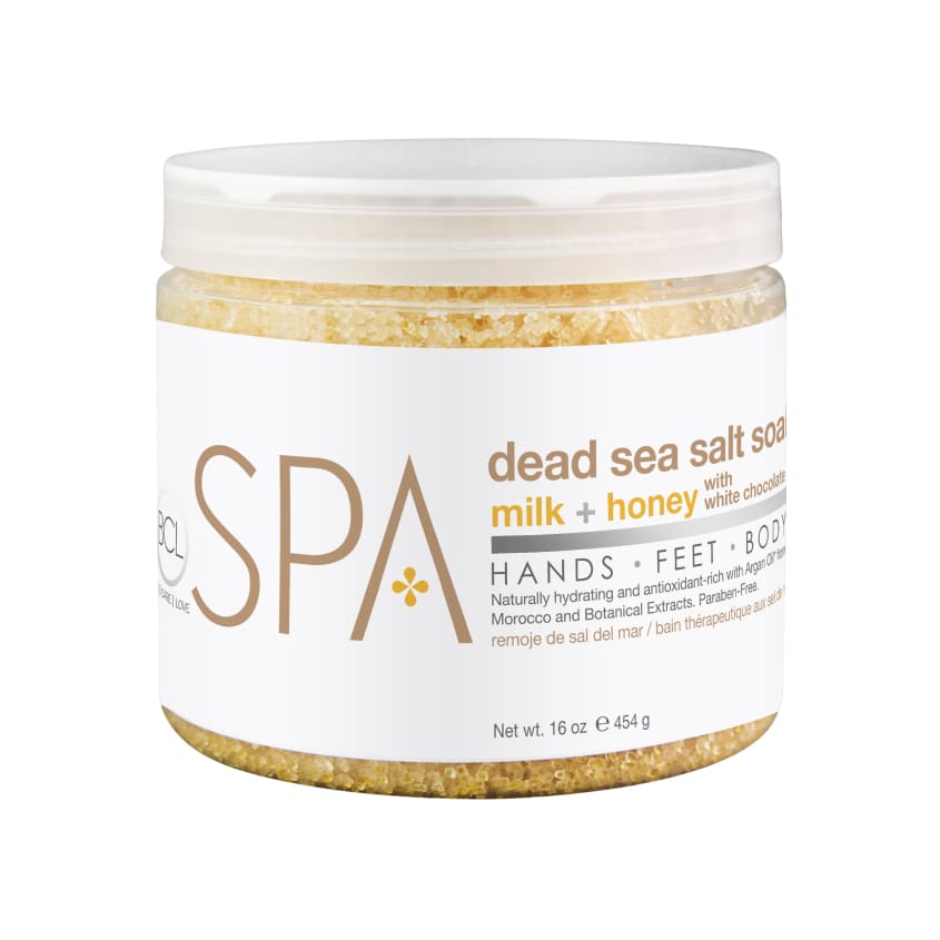 BE CARE LOVE DEAD SEA SALT SOAK MILK + HONEY W/ WHITE CHOCOLATE 454G