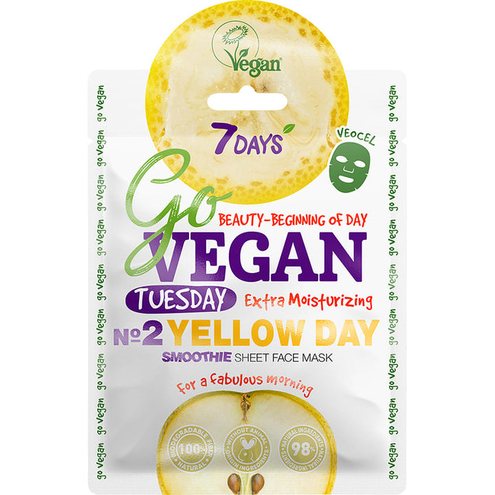 Smoothie Sheet Face Mask Tuesday Yellow Day GoVEGAN