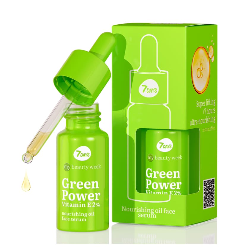 7DAYS GREEN POWER VITAMIN E 2% NOURISHING OIL FACE SERUM 20 ML