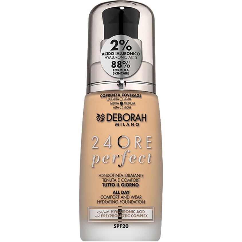 DEBORAH MILANO 24ORE PERFECT - ALL DAY COMFORT AND WEAR - HYDRATING FOUNDATION 3 1-LIGHT GOLD 30ml – شراء أونلاين