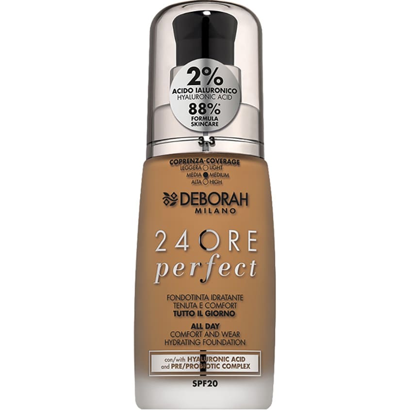 DEBORAH MILANO 24ORE PERFECT - ALL DAY COMFORT AND WEAR - HYDRATING FOUNDATION 3 3-GOLD 30ml – buy online