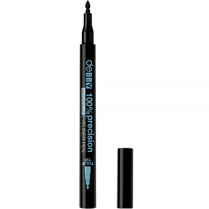 Eye pencils and eyeliners 100% PRECISION WATERPROOF EYELINER PEN BLACK - TULIP TIP 1.2GR