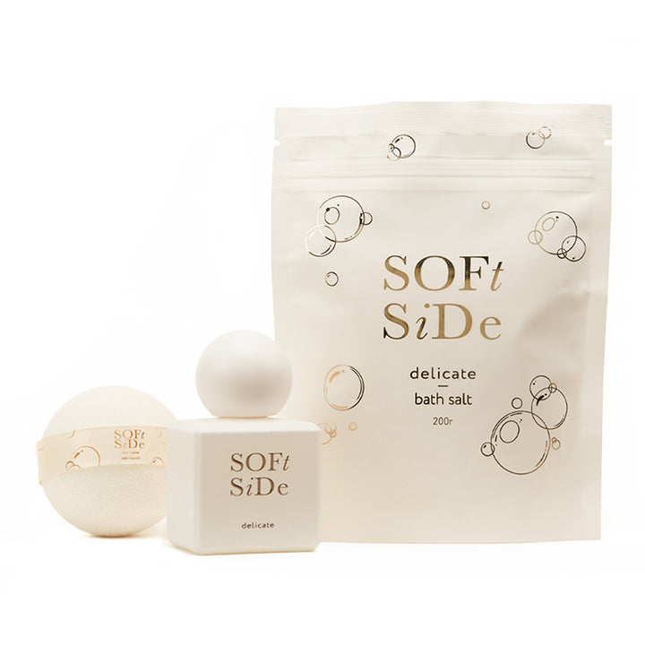 Gift-set SOFT SIDE Delicate (EDP 50 ml + Bath salt 200 gr + bath bomb 125 gr)