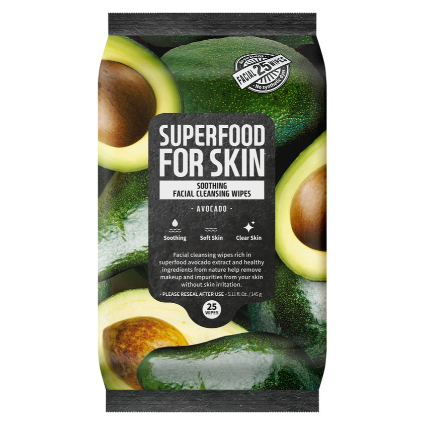 FARMSKIN SUPERFOOD FOR SKIN SOOTHING CLEANSING WIPES AVACADO 145 G – توصيل مجاني