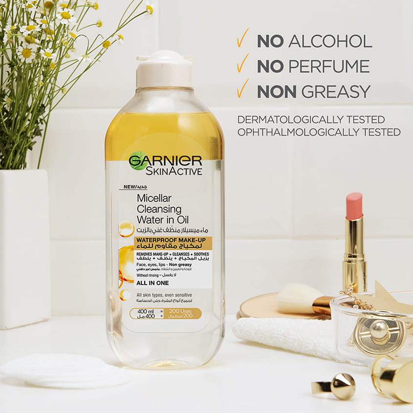 SkinActive Micellar Cleansing Water In Oil for Waterproof Make-Up