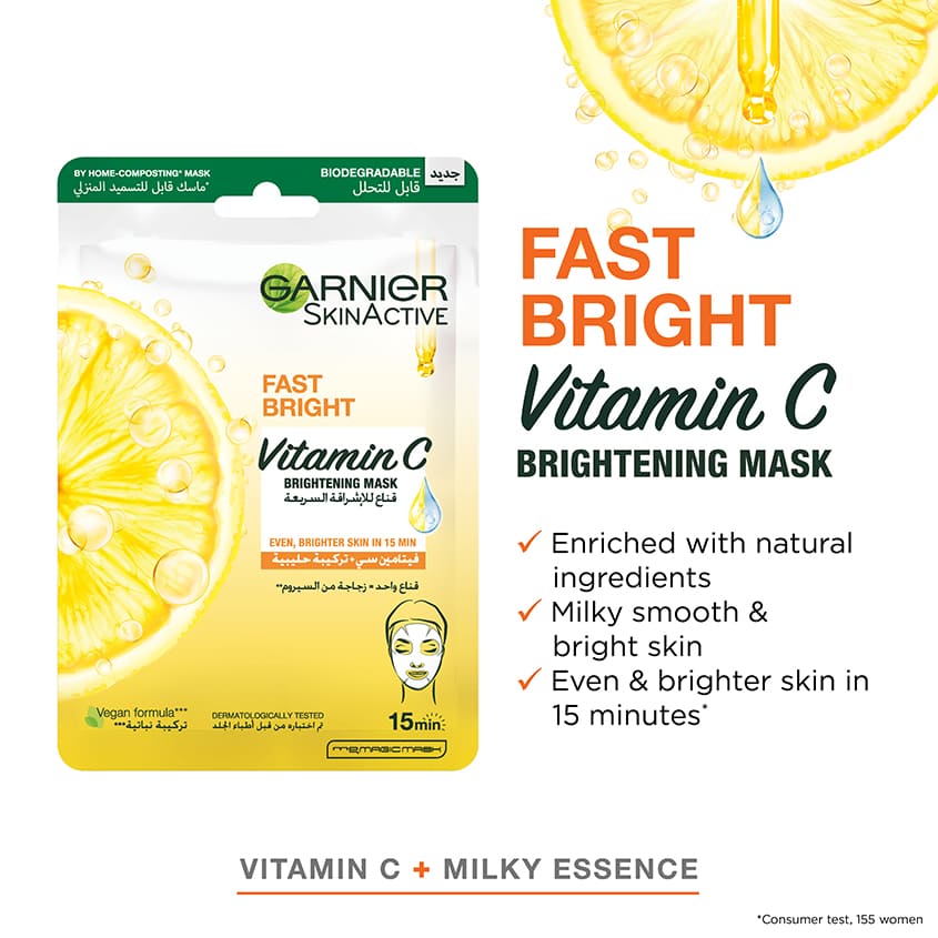 SkinActive Fast Bright Vitamin C Brightening Face Tissue Mask