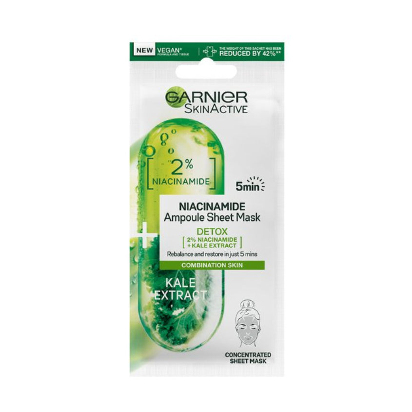 GARNIER TISSUE MASK AMPOULE 2% NIACINAMIDE AND KALE 15 ML