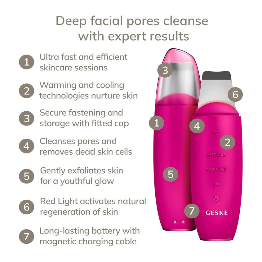 GESKE MicroCurrent Skin Scrubber Black Head Remover 9in1 Magenta 44 145G – توصيل مجاني