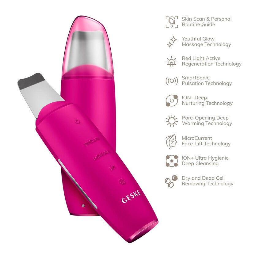 GESKE MicroCurrent Skin Scrubber Black Head Remover 9in1 Magenta 44 145G – صورة 6