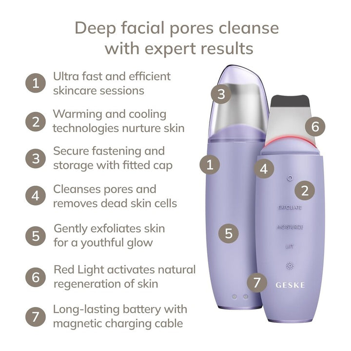 MicroCurrent Skin Scrubber Black Head Remover 9in1 Purple 44 145G