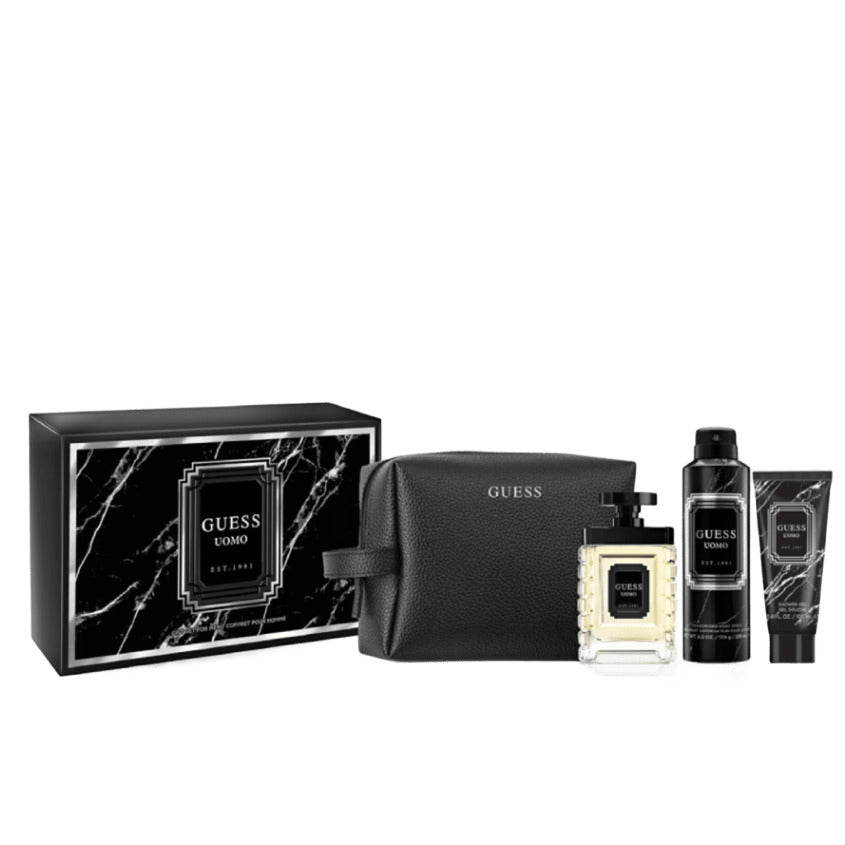 GUESS SET (UOMO EDT100ML + SG 100ML+ DBS 170G + POUCH UO)